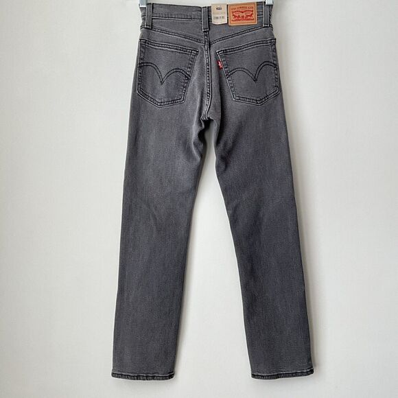 Levi’s Jeans Charcoal Button Fly High Rise Wedgie Straight 24 - Picture 2 of 12